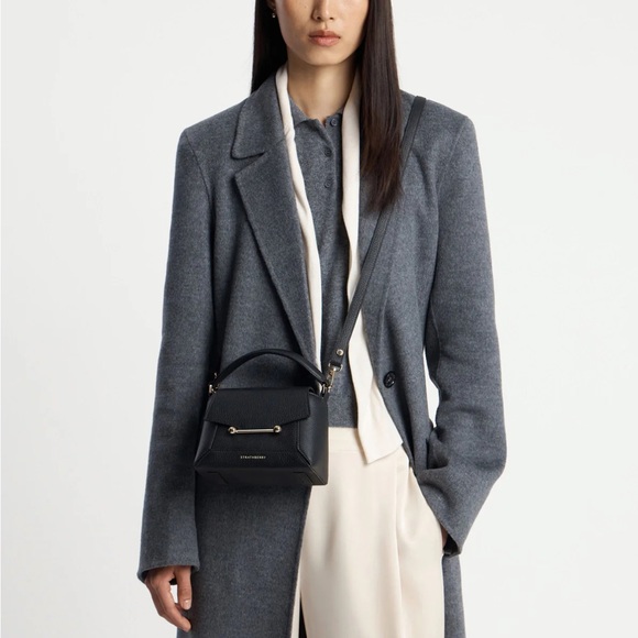 Strathberry Black Mini Mosaic Nano Bag with Gold Accents - Picture 2 of 8